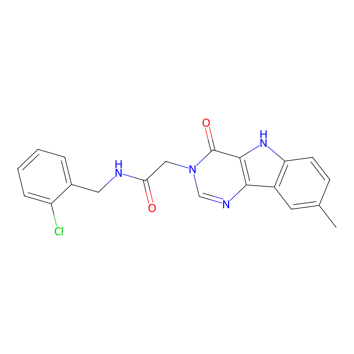 N-(2-chlorobenzyl)-2-(8-methyl-4-oxo-4,5-dihydro-3H-pyrimido[5,4-b]indol-3-yl)acetamide molecular structure, CAS 1105207-94-0