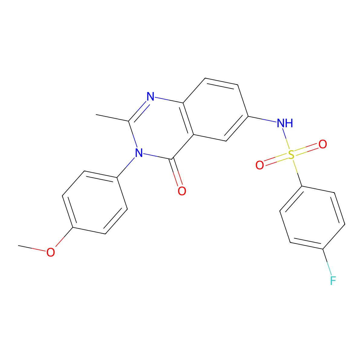 4-fluoro-N-(3-(4-methoxyphenyl)-2-methyl-4-oxo-3,4-dihydroquinazolin-6-yl)benzenesulfonamide molecular structure, CAS 1105208-01-2