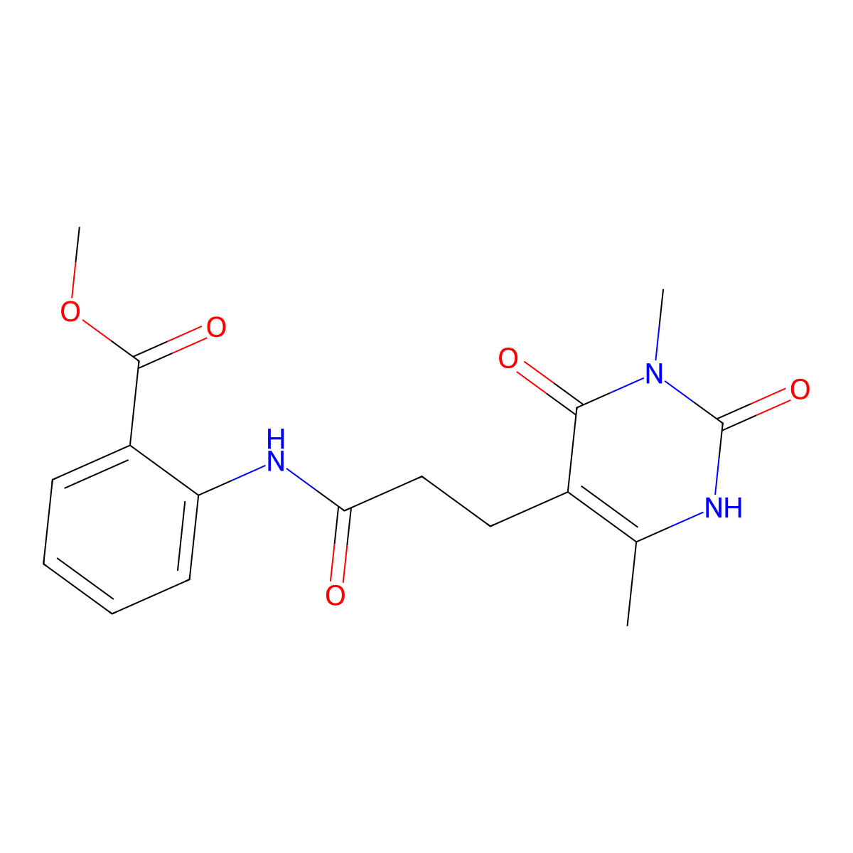 Methyl 2-(3-(3,6-dimethyl-2,4-dioxo-1,2,3,4-tetrahydropyrimidin-5-yl)propanamido)benzoate molecular structure, CAS 1105208-04-5
