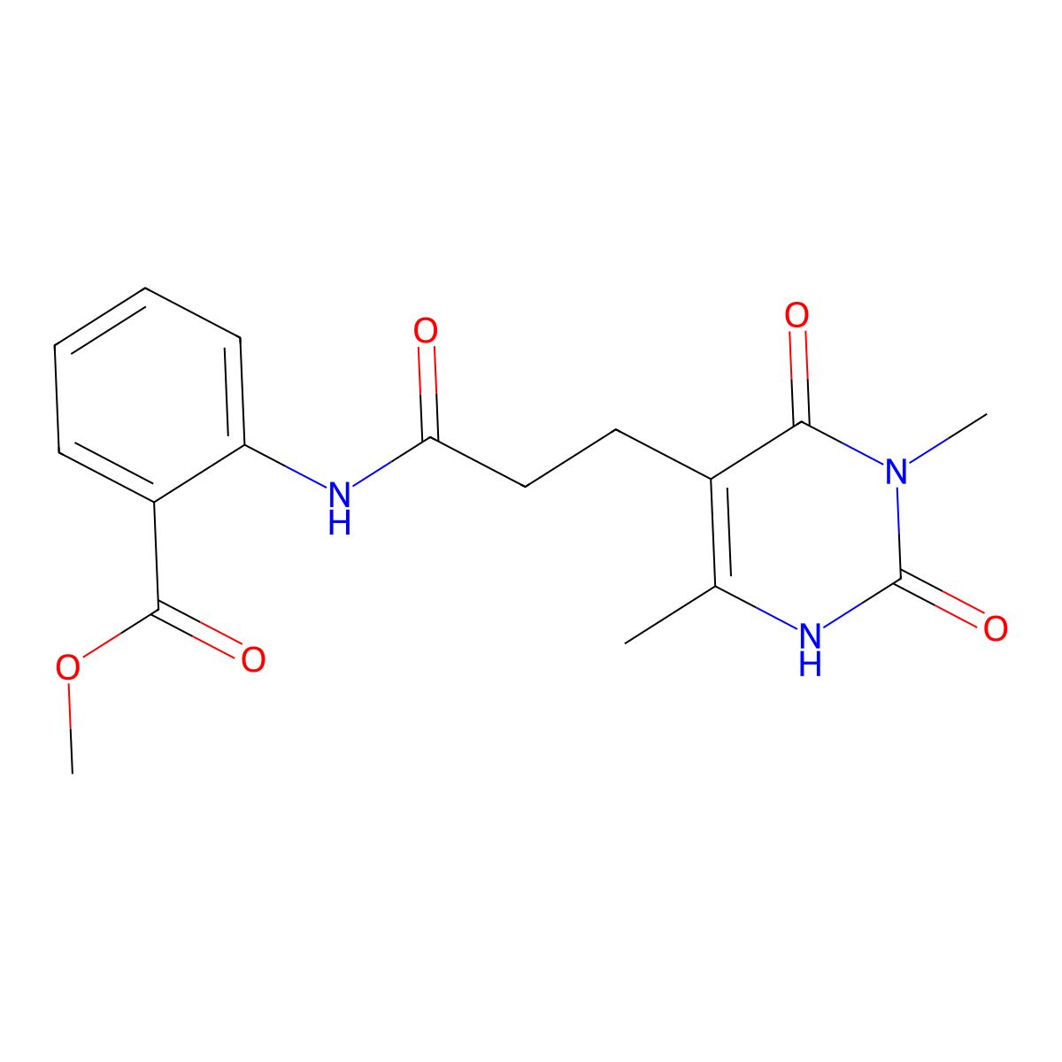 Methyl 2-(3-(3,6-dimethyl-2,4-dioxo-1,2,3,4-tetrahydropyrimidin-5-yl)propanamido)benzoate molecular structure, CAS 1105208-04-5