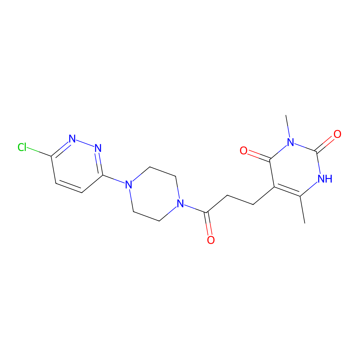 5-(3-(4-(6-chloropyridazin-3-yl)piperazin-1-yl)-3-oxopropyl)-3,6-dimethylpyrimidine-2,4(1H,3H)-dione molecular structure, CAS 1105208-18-1