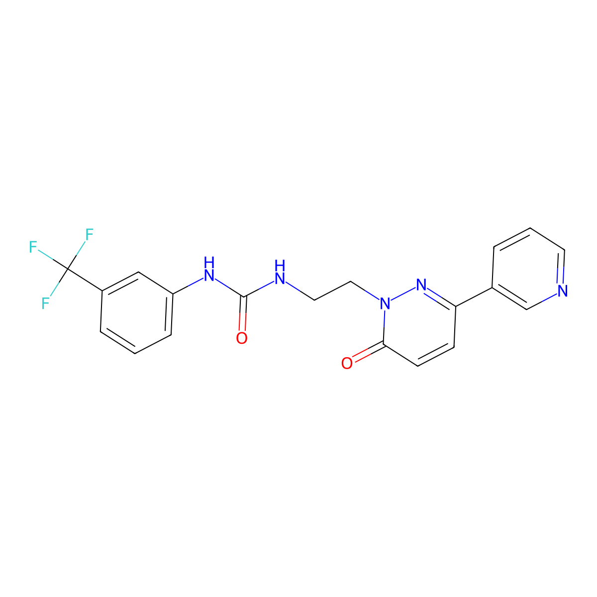 1-(2-(6-oxo-3-(pyridin-3-yl)pyridazin-1(6H)-yl)ethyl)-3-(3-(trifluoromethyl)phenyl)urea molecular structure, CAS 1105208-23-8