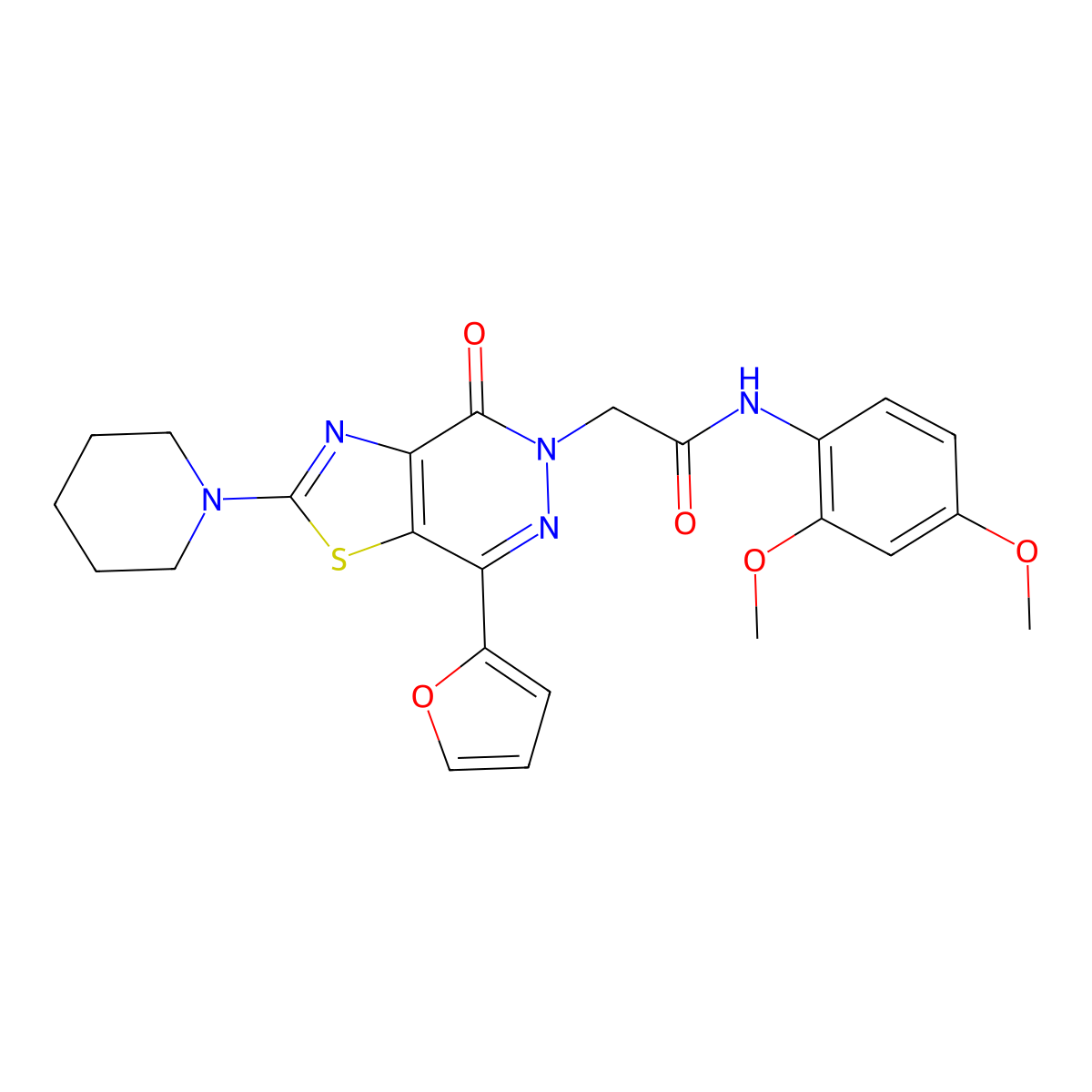 N-(2,4-dimethoxyphenyl)-2-(7-(furan-2-yl)-4-oxo-2-(piperidin-1-yl)thiazolo[4,5-d]pyridazin-5(4H)-yl)acetamide molecular structure, CAS 1105208-31-8