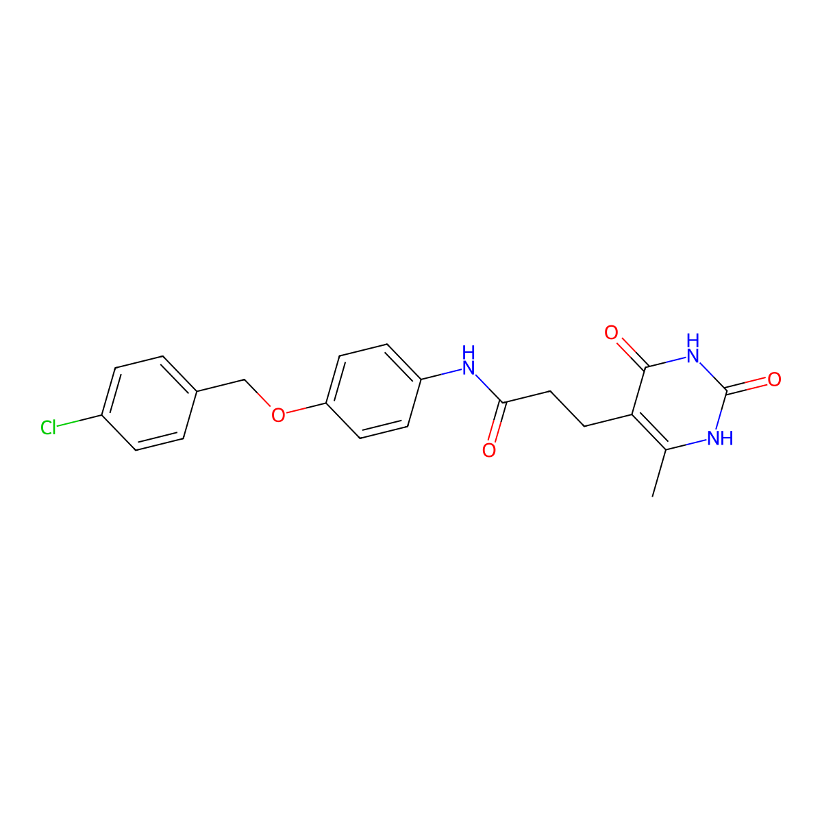 N-(4-((4-chlorobenzyl)oxy)phenyl)-3-(6-methyl-2,4-dioxo-1,2,3,4-tetrahydropyrimidin-5-yl)propanamide molecular structure, CAS 1105208-32-9