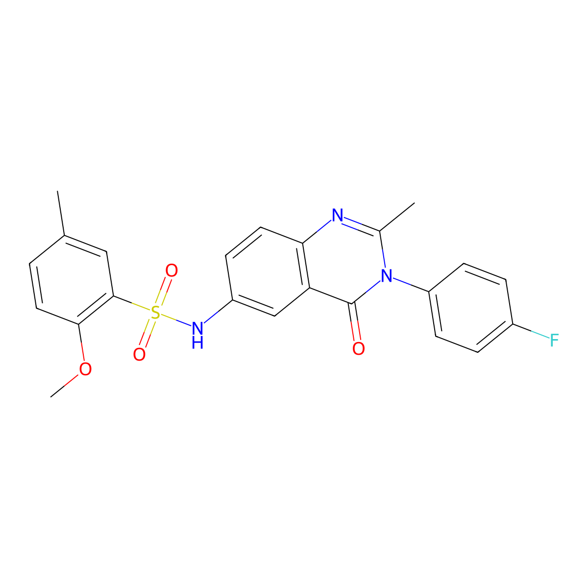 N-(3-(4-fluorophenyl)-2-methyl-4-oxo-3,4-dihydroquinazolin-6-yl)-2-methoxy-5-methylbenzenesulfonamide molecular structure, CAS 1105208-36-3
