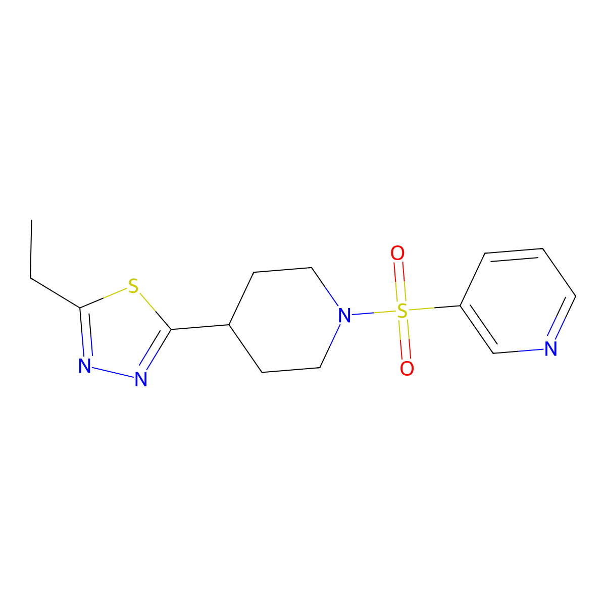 2-Ethyl-5-(1-(pyridin-3-ylsulfonyl)piperidin-4-yl)-1,3,4-thiadiazole molecular structure, CAS 1105208-48-7