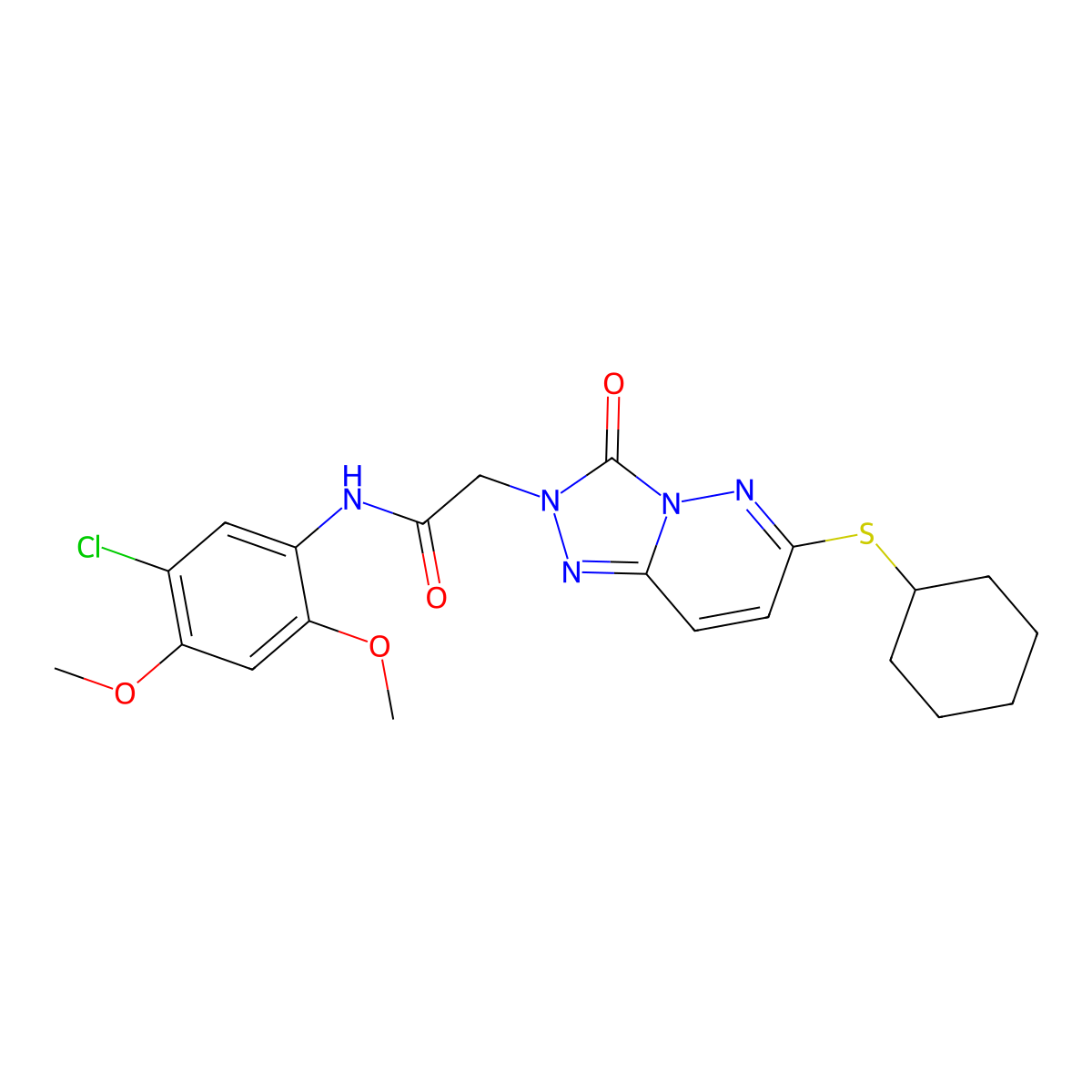 N-(5-chloro-2,4-dimethoxyphenyl)-2-(6-(cyclohexylthio)-3-oxo-[1,2,4]triazolo[4,3-b]pyridazin-2(3H)-yl)acetamide molecular structure, CAS 1105208-49-8
