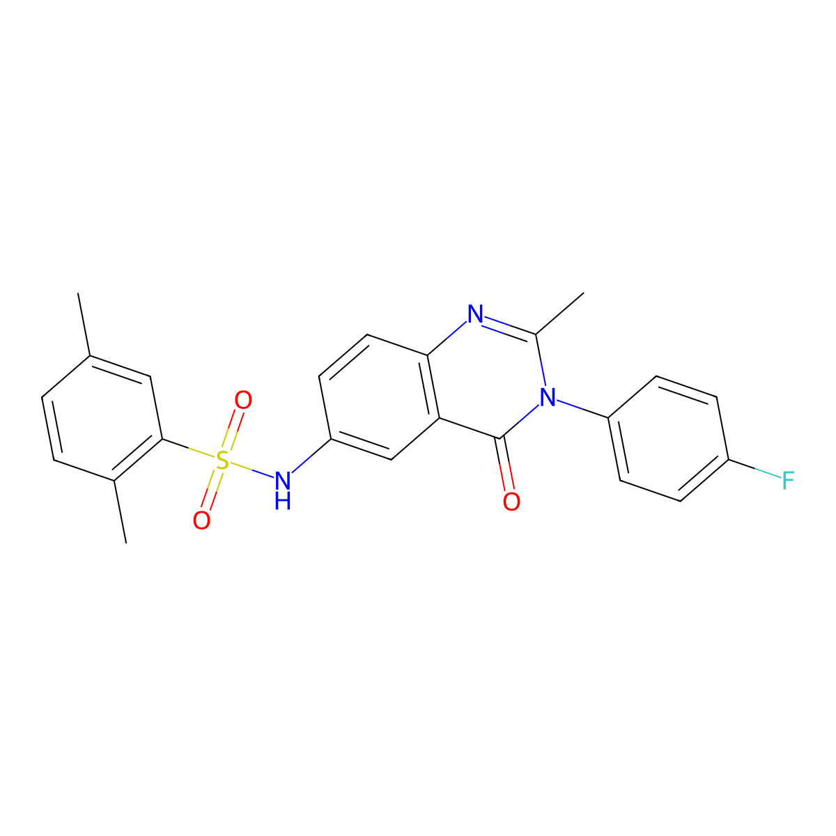 N-(3-(4-fluorophenyl)-2-methyl-4-oxo-3,4-dihydroquinazolin-6-yl)-2,5-dimethylbenzenesulfonamide molecular structure, CAS 1105208-50-1