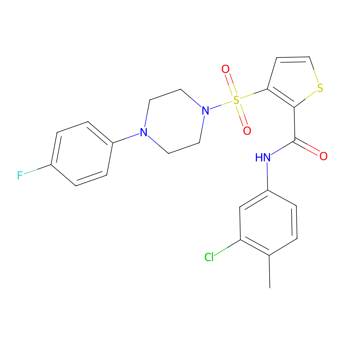 N-(3-chloro-4-methylphenyl)-3-{[4-(4-fluorophenyl)piperazin-1-yl]sulfonyl}thiophene-2-carboxamide molecular structure, CAS 1105208-67-0
