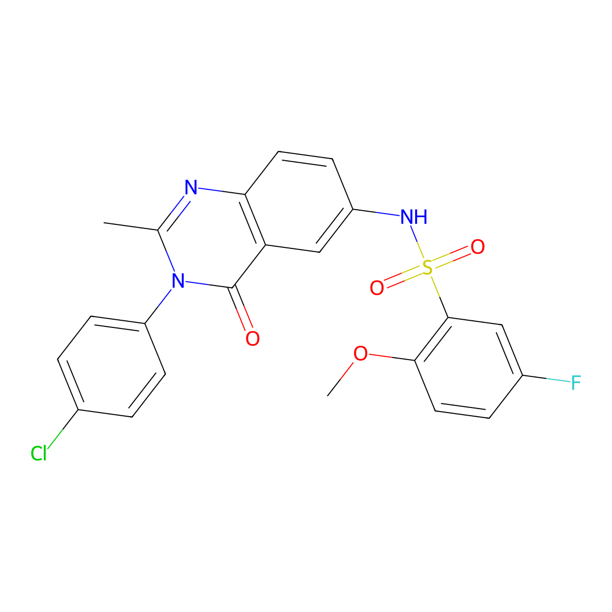 N-(3-(4-chlorophenyl)-2-methyl-4-oxo-3,4-dihydroquinazolin-6-yl)-5-fluoro-2-methoxybenzenesulfonamide molecular structure, CAS 1105208-73-8