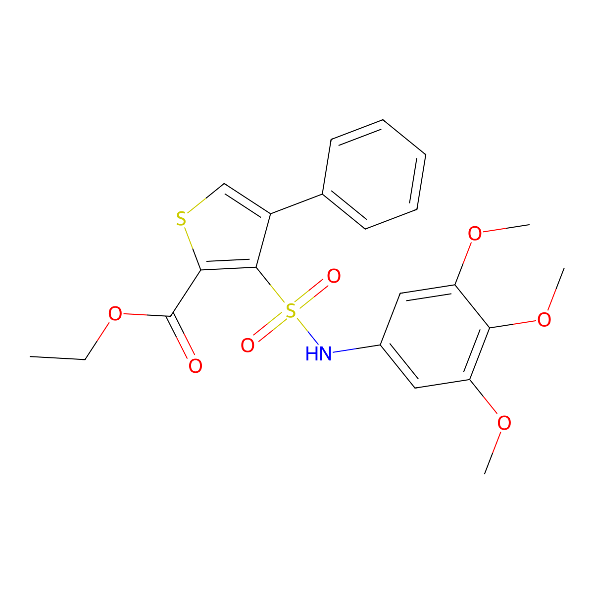 Ethyl 4-phenyl-3-[(3,4,5-trimethoxyphenyl)sulfamoyl]thiophene-2-carboxylate molecular structure, CAS 1105208-75-0