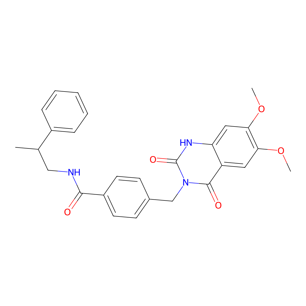 4-((6,7-dimethoxy-2,4-dioxo-1,2-dihydroquinazolin-3(4H)-yl)methyl)-N-(2-phenylpropyl)benzamide molecular structure, CAS 1105208-97-6