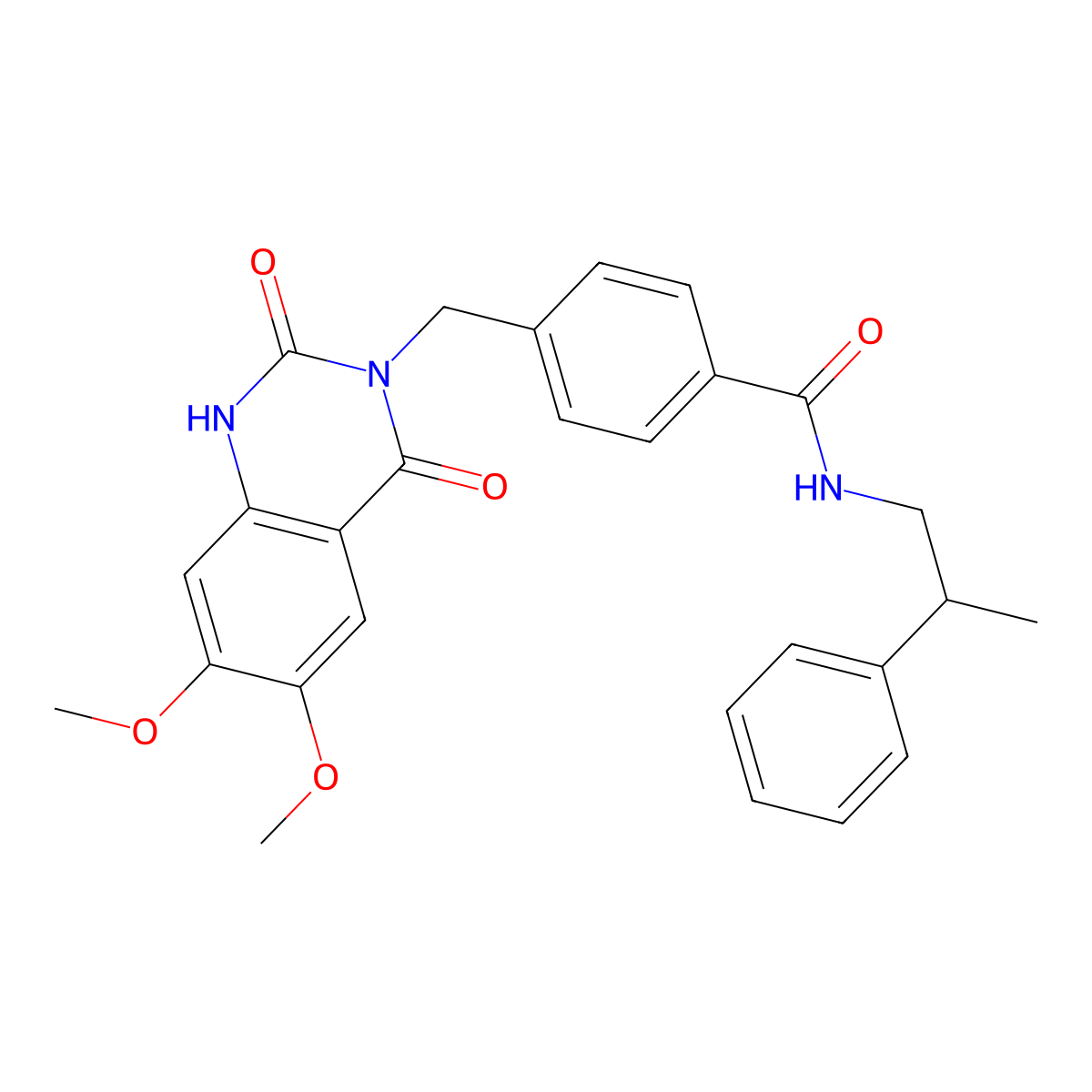 4-((6,7-dimethoxy-2,4-dioxo-1,2-dihydroquinazolin-3(4H)-yl)methyl)-N-(2-phenylpropyl)benzamide molecular structure, CAS 1105208-97-6