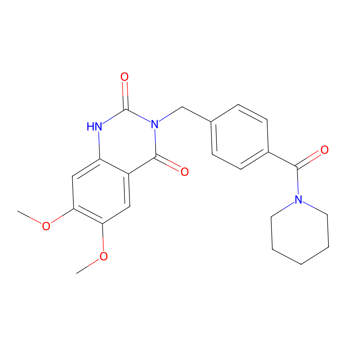 6,7-dimethoxy-3-(4-(piperidine-1-carbonyl)benzyl)quinazoline-2,4(1H,3H)-dione molecular structure, CAS 1105209-05-9