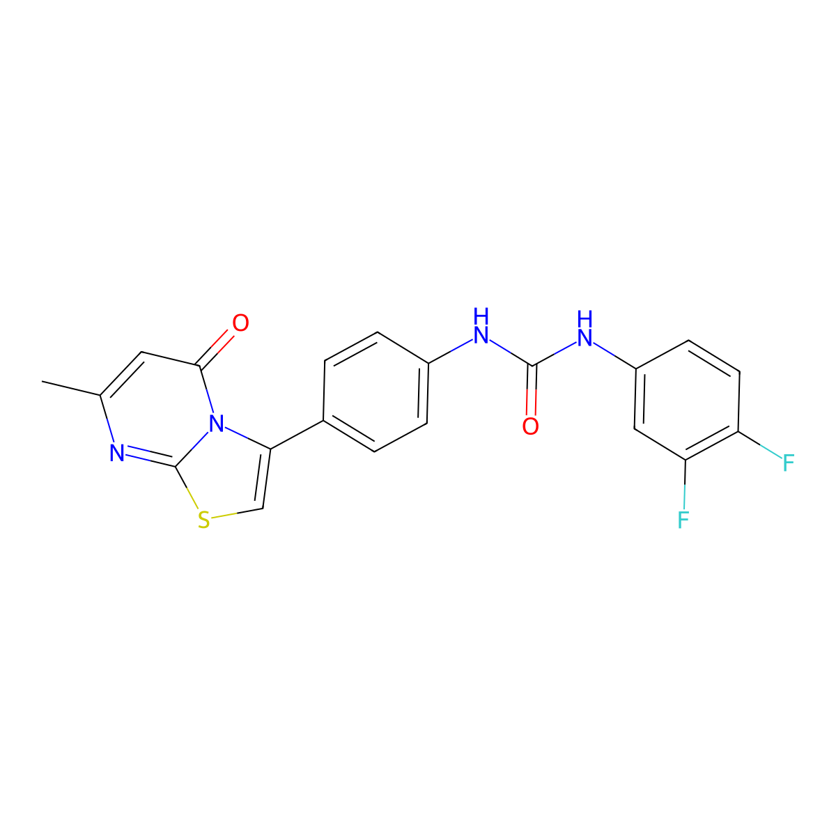 1-(3,4-difluorophenyl)-3-(4-(7-methyl-5-oxo-5H-thiazolo[3,2-a]pyrimidin-3-yl)phenyl)urea molecular structure, CAS 1105209-11-7