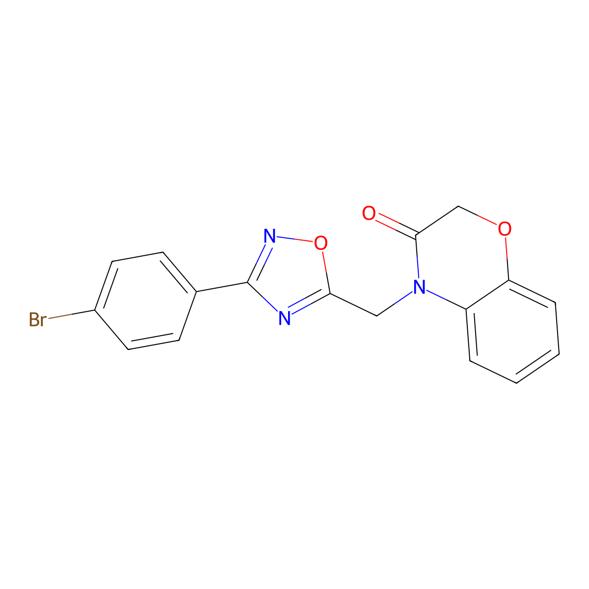 4-{[3-(4-bromophenyl)-1,2,4-oxadiazol-5-yl]methyl}-3,4-dihydro-2H-1,4-benzoxazin-3-one molecular structure, CAS 1105209-13-9