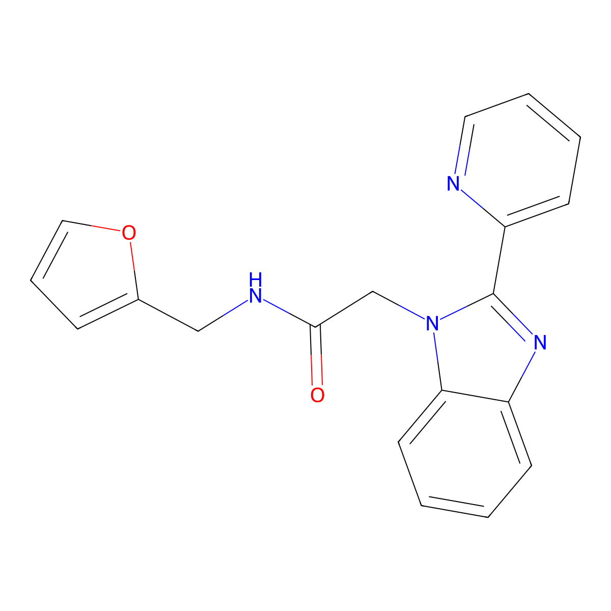 N-(furan-2-ylmethyl)-2-(2-(pyridin-2-yl)-1H-benzo[d]imidazol-1-yl)acetamide molecular structure, CAS 1105209-32-2