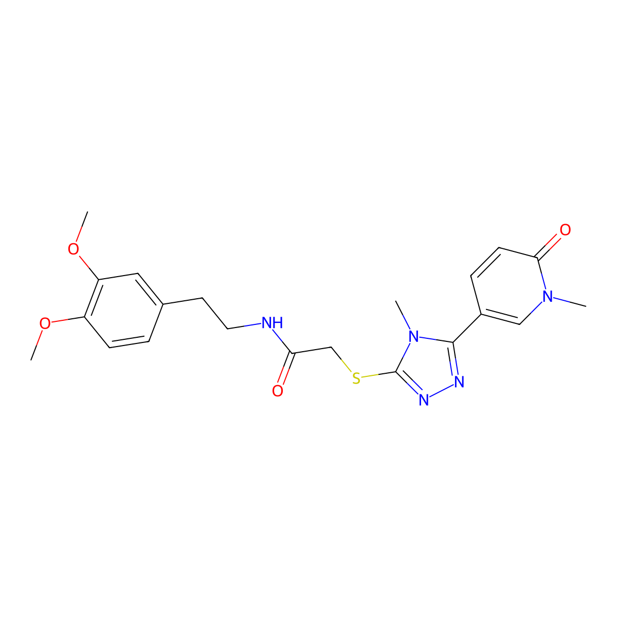 N-(3,4-dimethoxyphenethyl)-2-((4-methyl-5-(1-methyl-6-oxo-1,6-dihydropyridin-3-yl)-4H-1,2,4-triazol-3-yl)thio)acetamide molecular structure, CAS 1105209-33-3