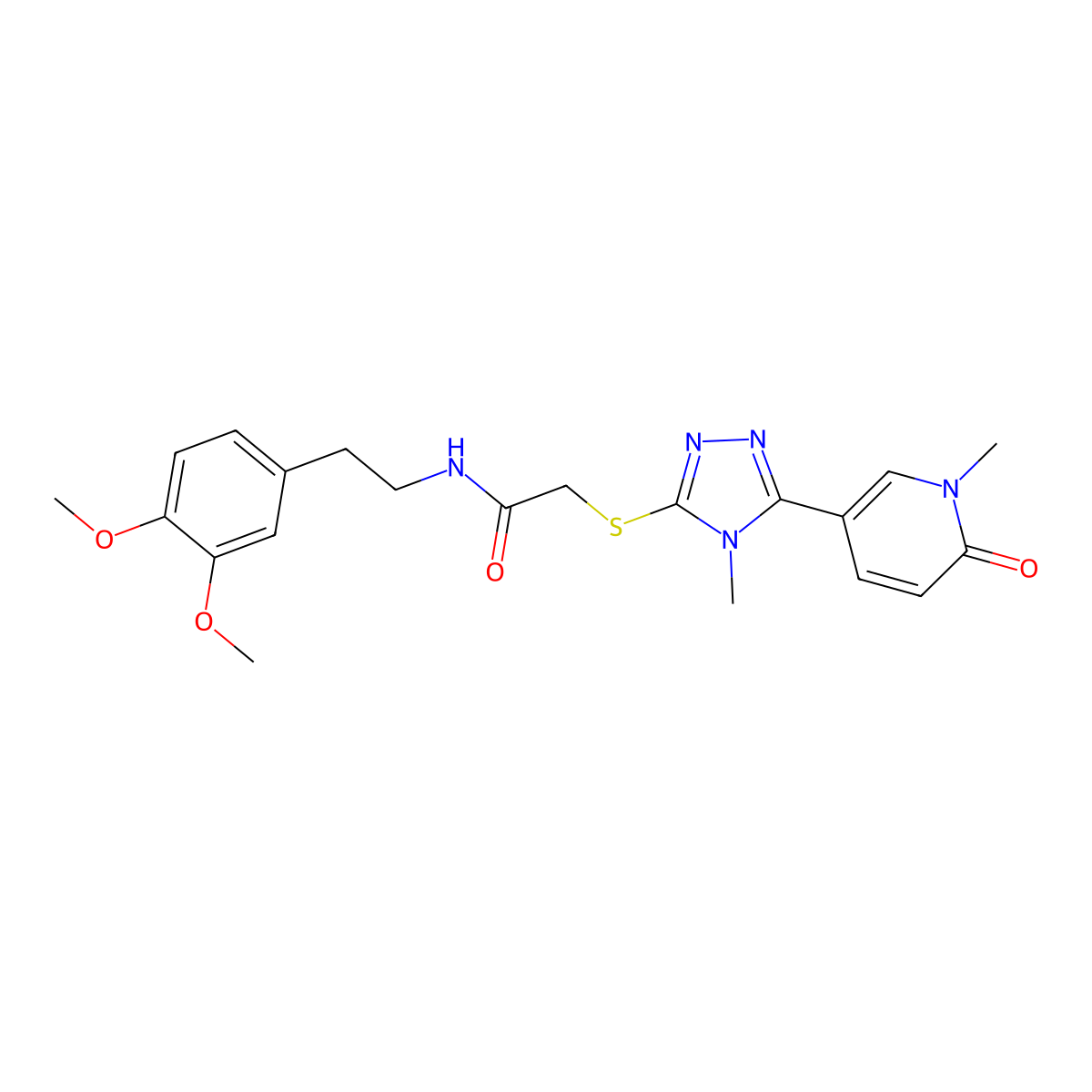 N-(3,4-dimethoxyphenethyl)-2-((4-methyl-5-(1-methyl-6-oxo-1,6-dihydropyridin-3-yl)-4H-1,2,4-triazol-3-yl)thio)acetamide molecular structure, CAS 1105209-33-3