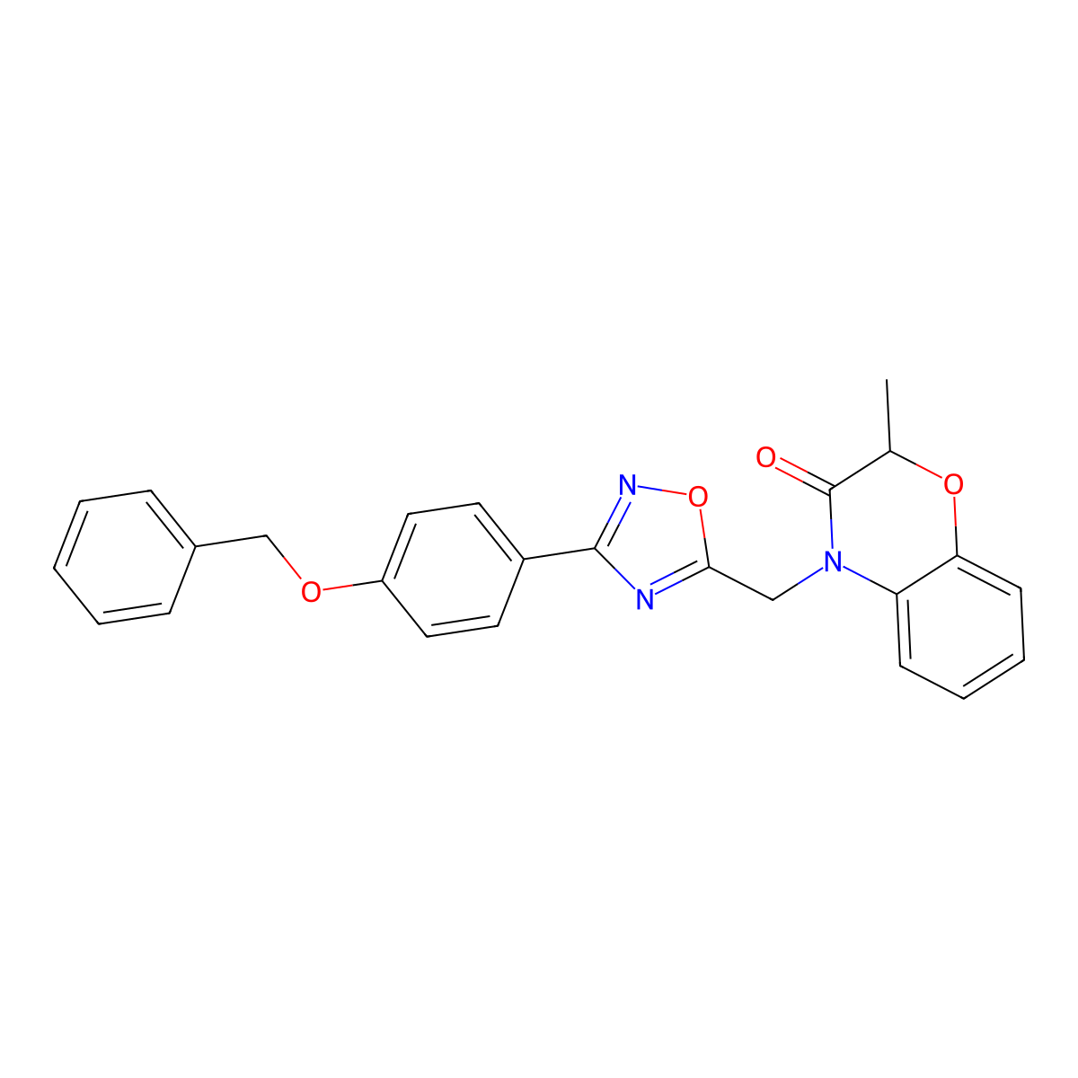 4-((3-(4-(benzyloxy)phenyl)-1,2,4-oxadiazol-5-yl)methyl)-2-methyl-2H-benzo[b][1,4]oxazin-3(4H)-one molecular structure, CAS 1105209-36-6