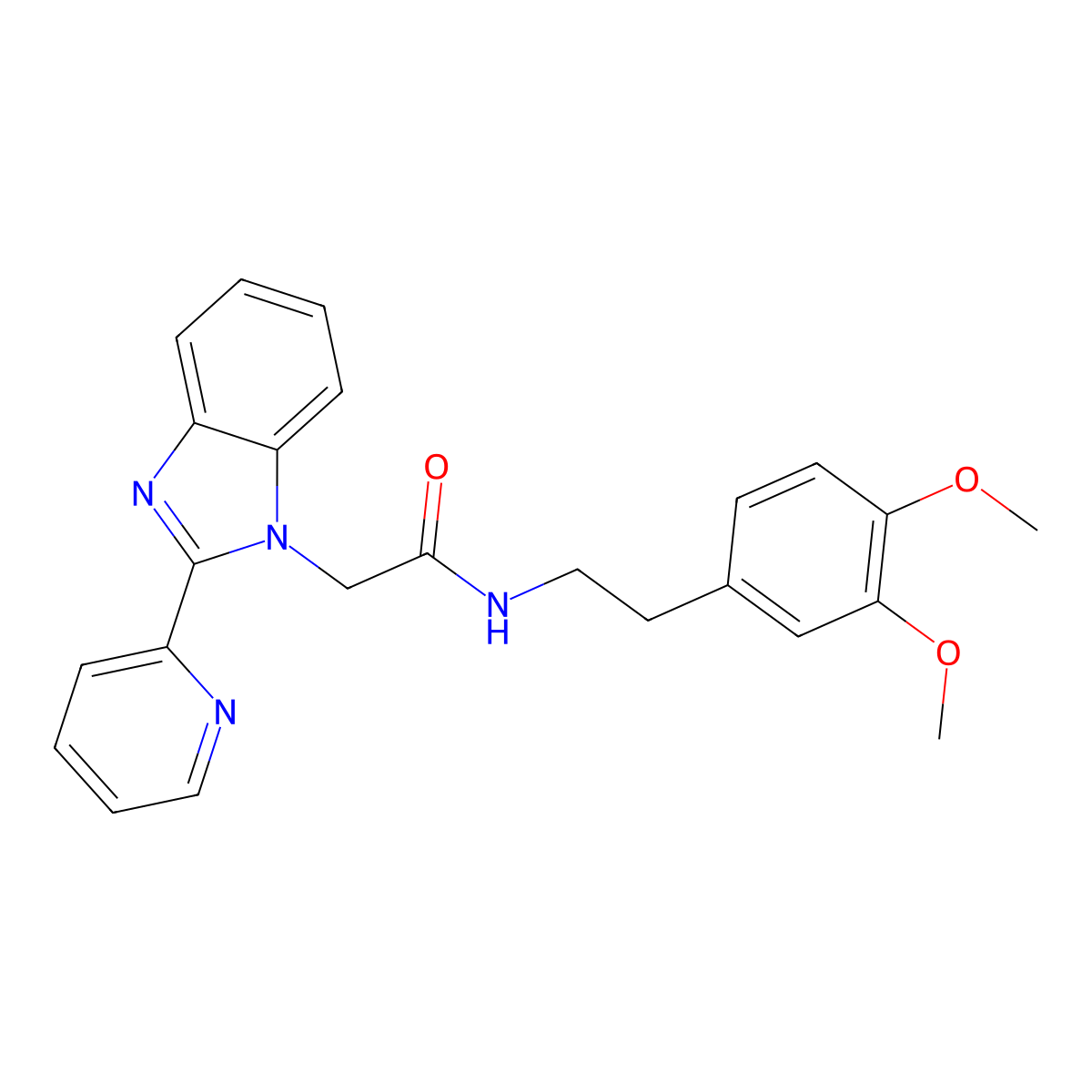N-(3,4-dimethoxyphenethyl)-2-(2-(pyridin-2-yl)-1H-benzo[d]imidazol-1-yl)acetamide molecular structure, CAS 1105209-40-2