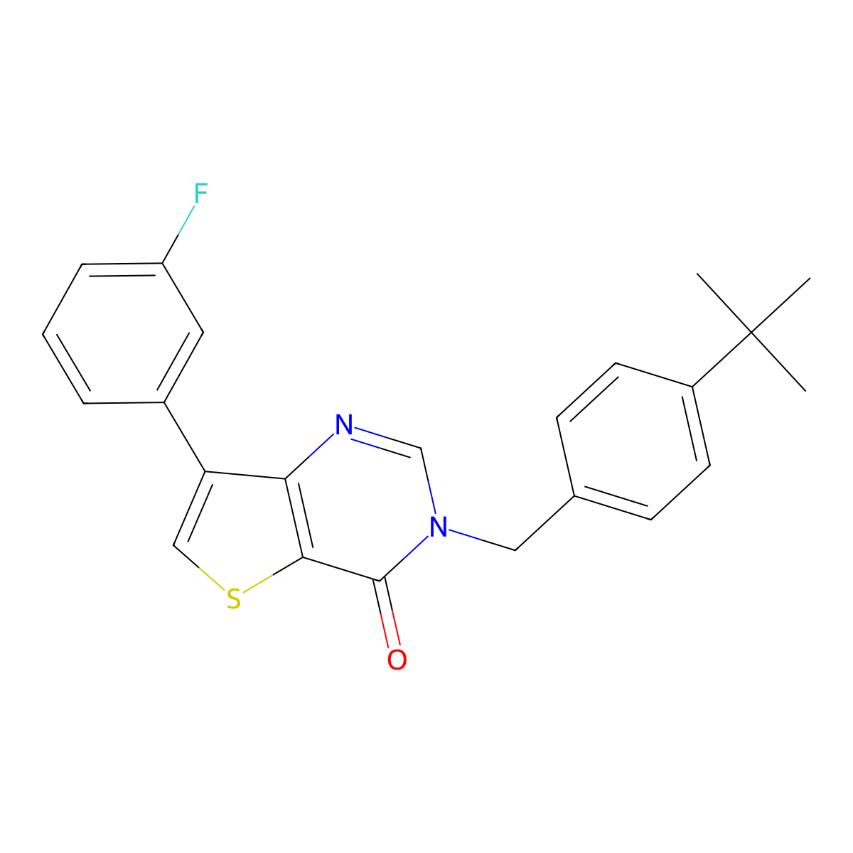 3-(4-tert-butylbenzyl)-7-(3-fluorophenyl)thieno[3,2-d]pyrimidin-4(3H)-one molecular structure, CAS 1105209-44-6