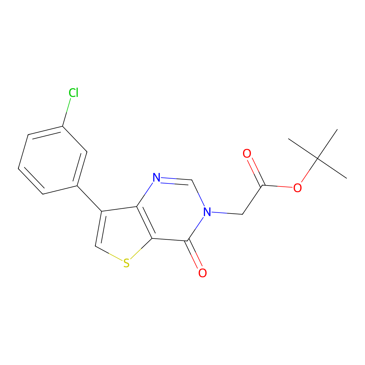 tert-butyl [7-(3-chlorophenyl)-4-oxothieno[3,2-d]pyrimidin-3(4H)-yl]acetate molecular structure, CAS 1105209-60-6