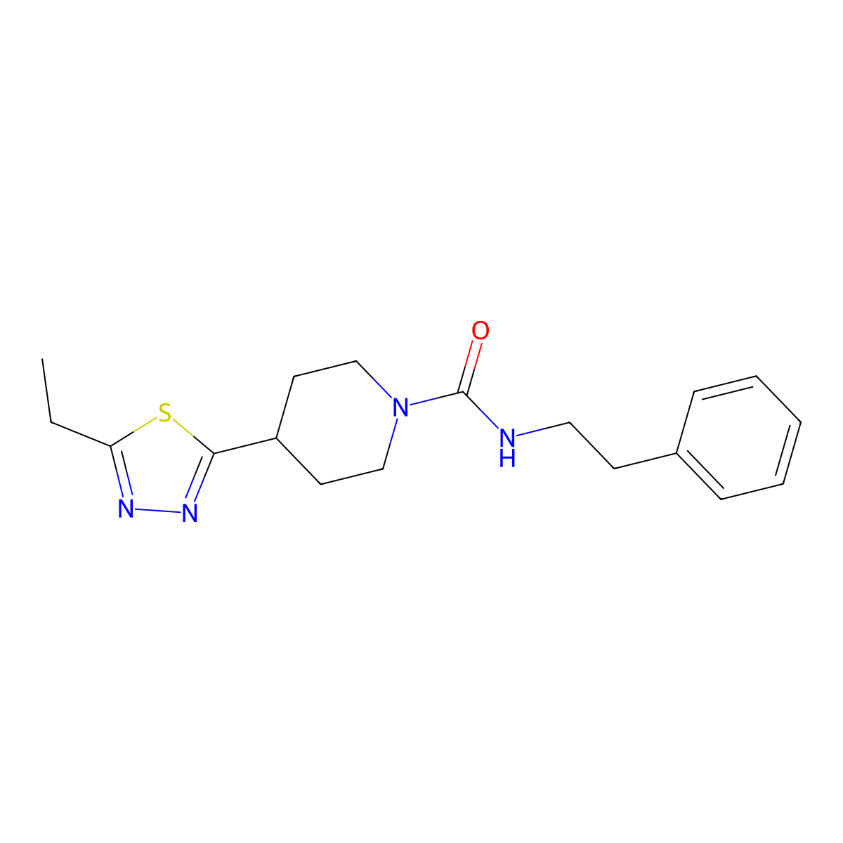4-(5-ethyl-1,3,4-thiadiazol-2-yl)-N-phenethylpiperidine-1-carboxamide molecular structure, CAS 1105209-61-7