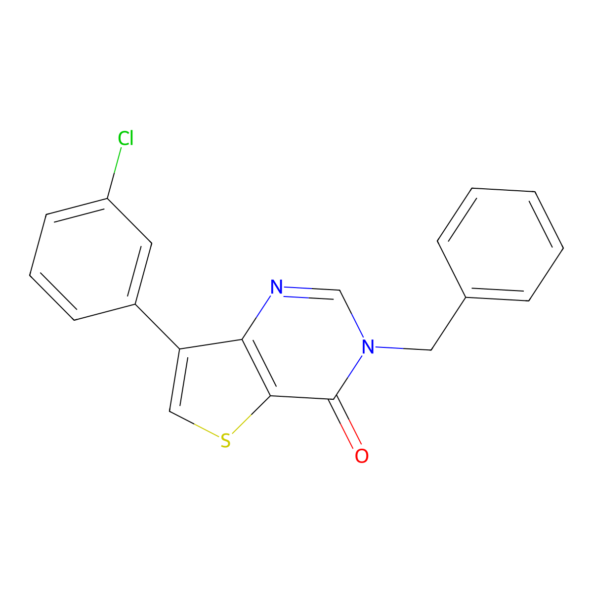 3-benzyl-7-(3-chlorophenyl)thieno[3,2-d]pyrimidin-4(3H)-one molecular structure, CAS 1105209-68-4
