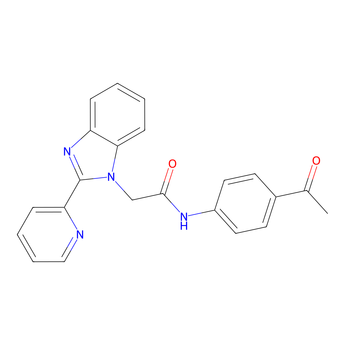 N-(4-acetylphenyl)-2-(2-(pyridin-2-yl)-1H-benzo[d]imidazol-1-yl)acetamide molecular structure, CAS 1105209-72-0