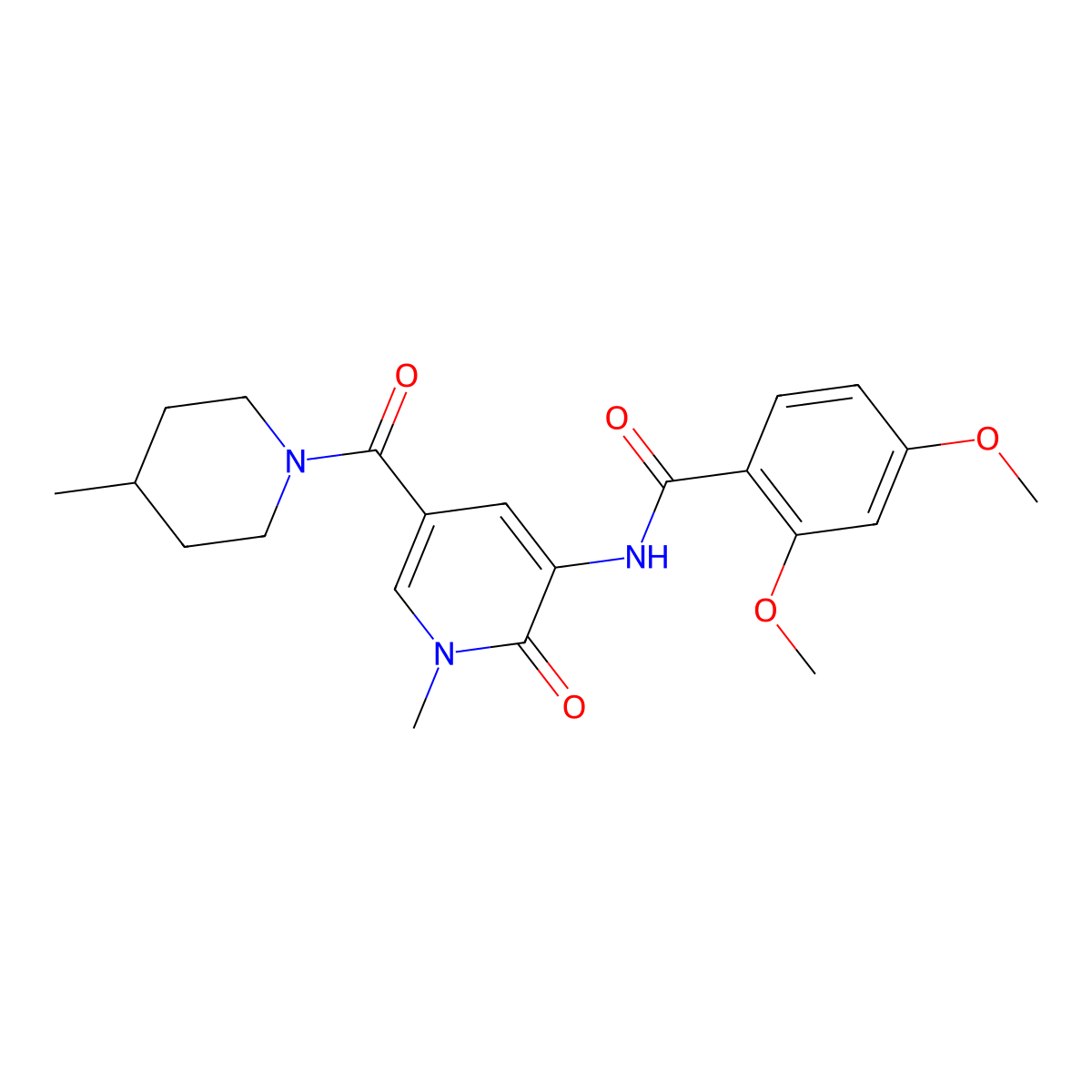 2,4-dimethoxy-N-[1-methyl-5-(4-methylpiperidine-1-carbonyl)-2-oxo-1,2-dihydropyridin-3-yl]benzamide molecular structure, CAS 1105209-74-2