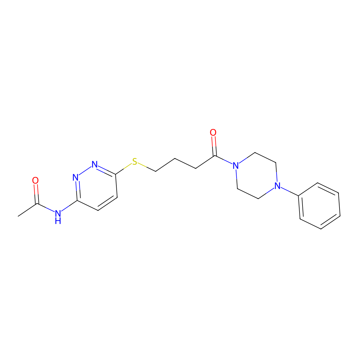 N-(6-((4-oxo-4-(4-phenylpiperazin-1-yl)butyl)thio)pyridazin-3-yl)acetamide molecular structure, CAS 1105209-78-6