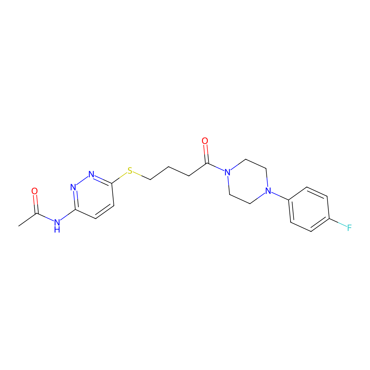 N-(6-((4-(4-(4-fluorophenyl)piperazin-1-yl)-4-oxobutyl)thio)pyridazin-3-yl)acetamide molecular structure, CAS 1105209-86-6