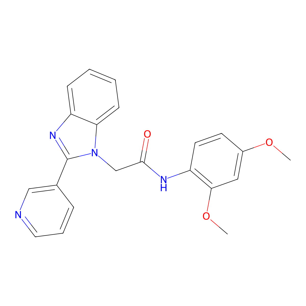 N-(2,4-dimethoxyphenyl)-2-(2-(pyridin-3-yl)-1H-benzo[d]imidazol-1-yl)acetamide molecular structure, CAS 1105209-87-7