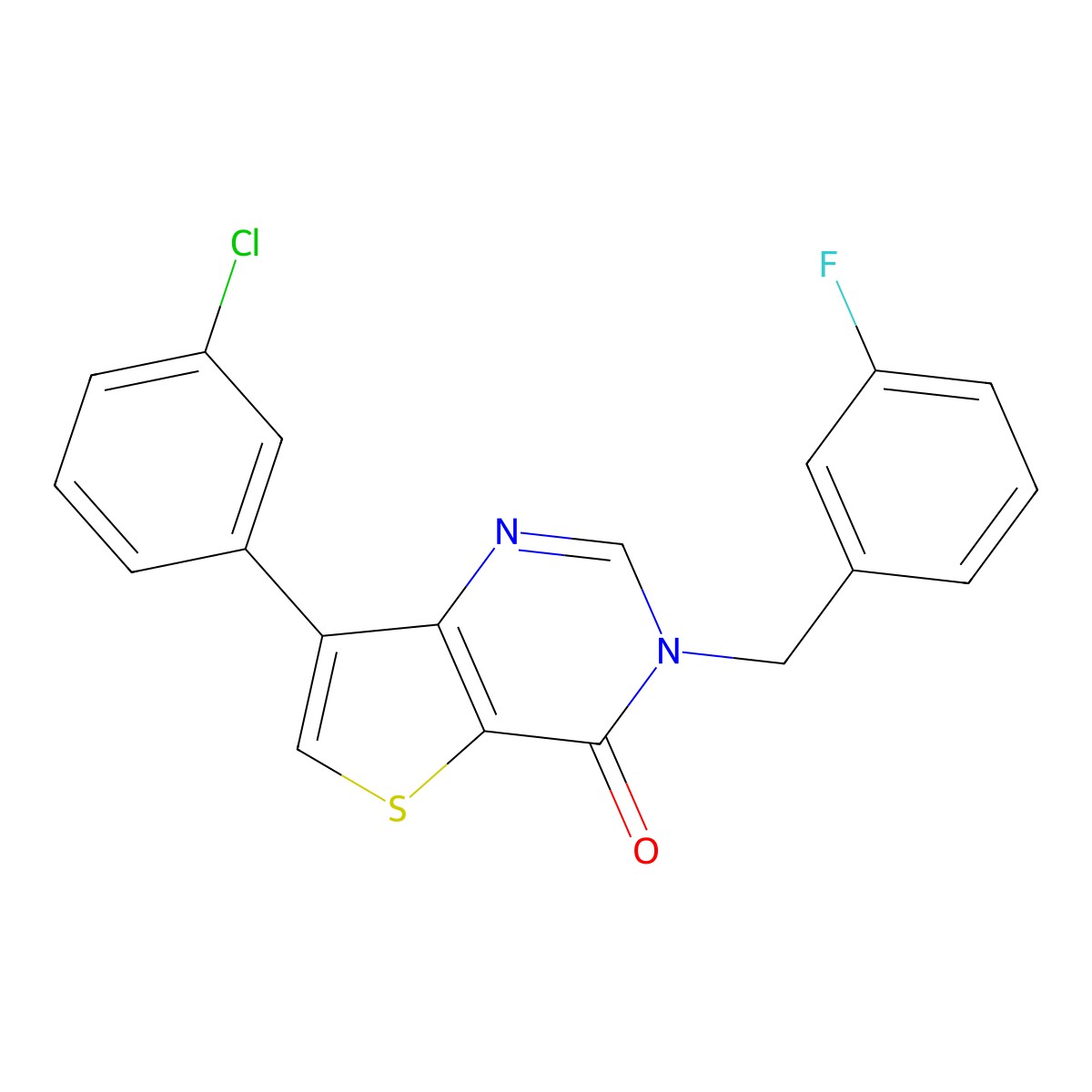 7-(3-chlorophenyl)-3-(3-fluorobenzyl)thieno[3,2-d]pyrimidin-4(3H)-one molecular structure, CAS 1105209-92-4