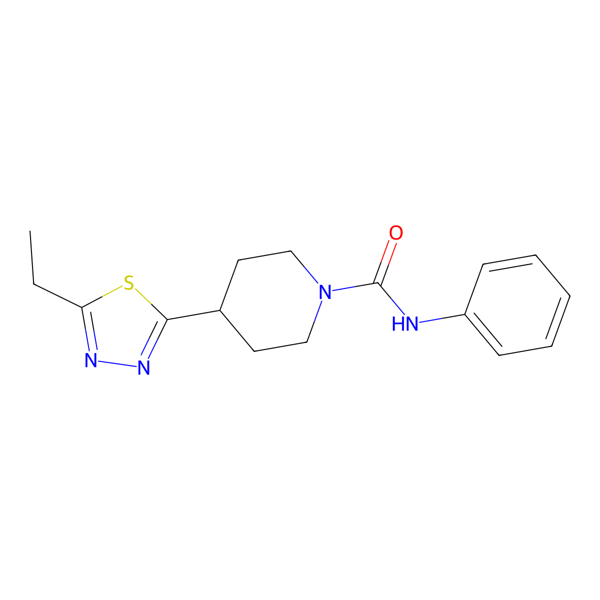 4-(5-ethyl-1,3,4-thiadiazol-2-yl)-N-phenylpiperidine-1-carboxamide molecular structure, CAS 1105209-93-5