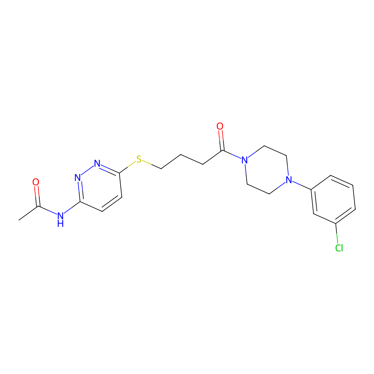 N-(6-((4-(4-(3-chlorophenyl)piperazin-1-yl)-4-oxobutyl)thio)pyridazin-3-yl)acetamide molecular structure, CAS 1105209-94-6