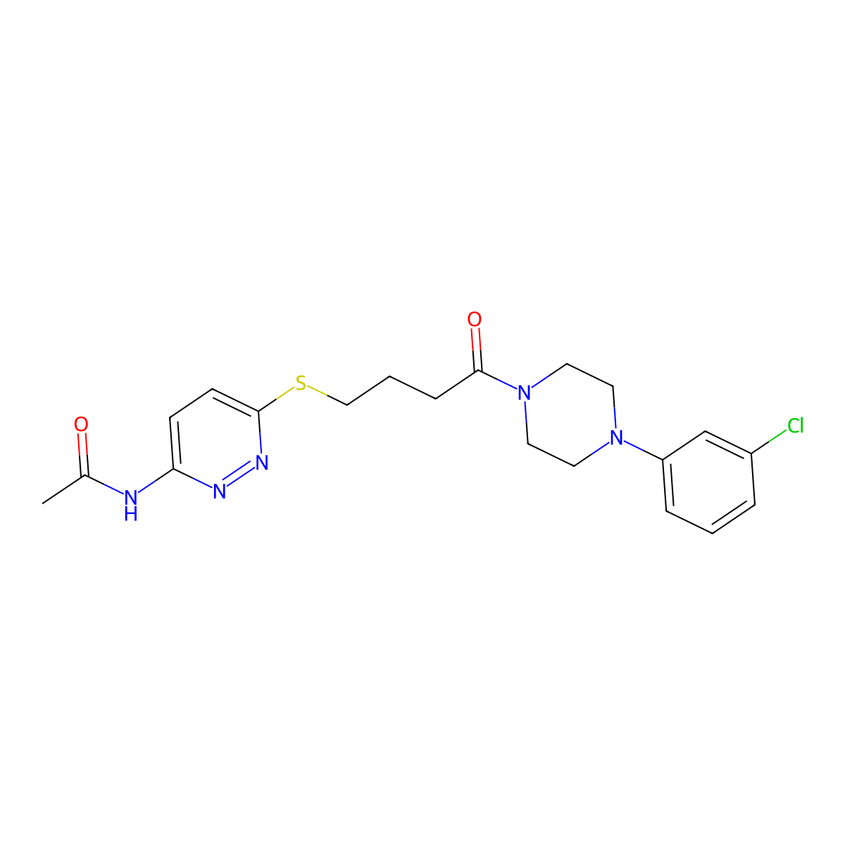 N-(6-((4-(4-(3-chlorophenyl)piperazin-1-yl)-4-oxobutyl)thio)pyridazin-3-yl)acetamide molecular structure, CAS 1105209-94-6