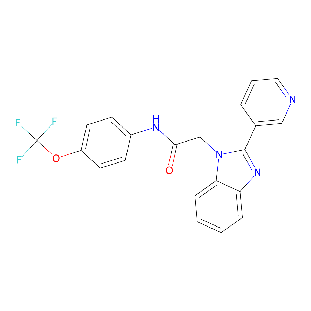 2-(2-(pyridin-3-yl)-1H-benzo[d]imidazol-1-yl)-N-(4-(trifluoromethoxy)phenyl)acetamide molecular structure, CAS 1105209-95-7
