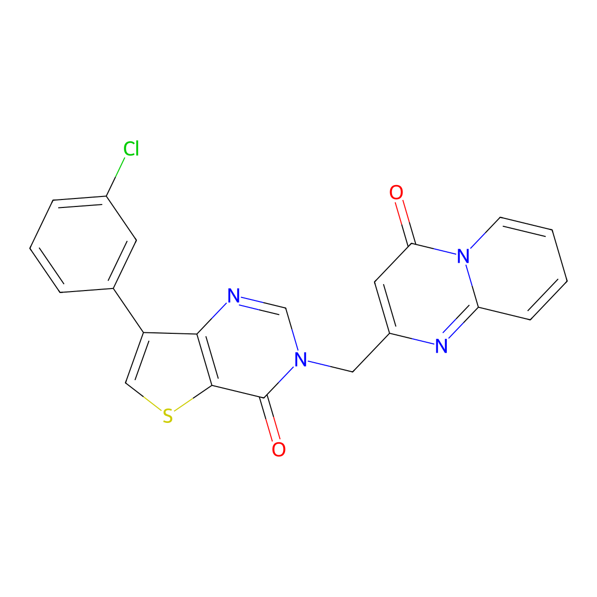 2-{[7-(3-chlorophenyl)-4-oxothieno[3,2-d]pyrimidin-3(4H)-yl]methyl}-4H-pyrido[1,2-a]pyrimidin-4-one molecular structure, CAS 1105210-00-1