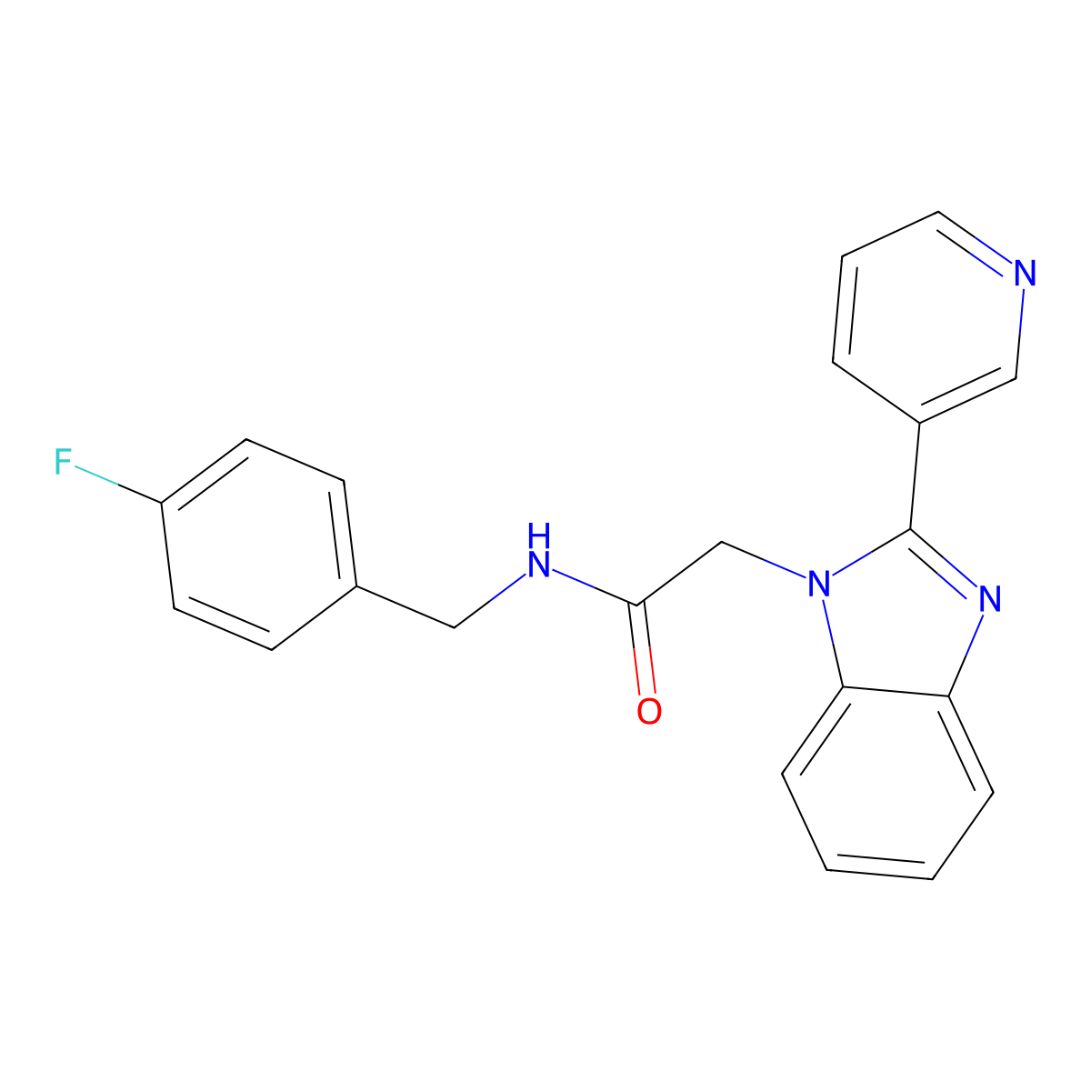 N-(4-fluorobenzyl)-2-(2-(pyridin-3-yl)-1H-benzo[d]imidazol-1-yl)acetamide molecular structure, CAS 1105210-03-4