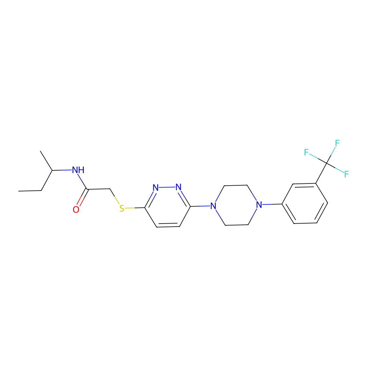 N-sec-butyl(6-{4-[m-(trifluoromethyl)phenyl]-1-piperazinyl}-3-pyridazinylthio)acetamide molecular structure, CAS 1105210-08-9
