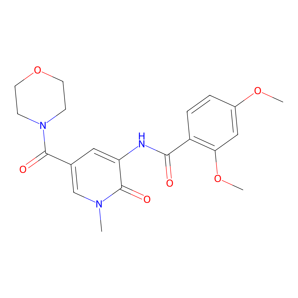 2,4-dimethoxy-N-[1-methyl-5-(morpholine-4-carbonyl)-2-oxo-1,2-dihydropyridin-3-yl]benzamide molecular structure, CAS 1105210-14-7