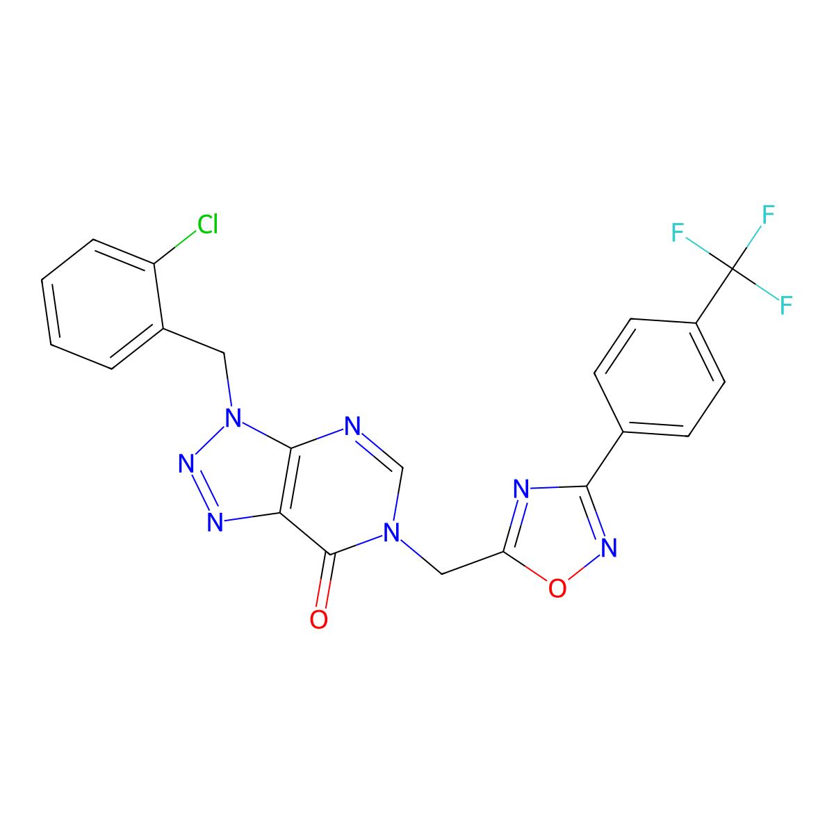 3-(2-chlorobenzyl)-6-((3-(4-(trifluoromethyl)phenyl)-1,2,4-oxadiazol-5-yl)methyl)-3H-[1,2,3]triazolo[4,5-d]pyrimidin-7(6H)-one molecular structure, CAS 1105210-16-9