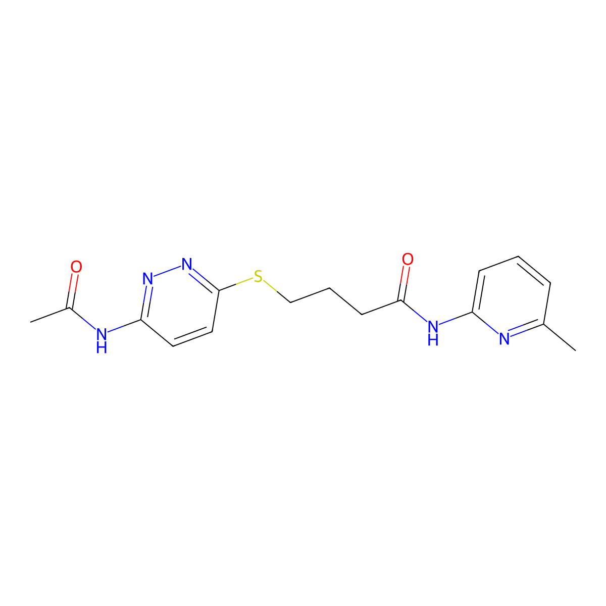 4-((6-acetamidopyridazin-3-yl)thio)-N-(6-methylpyridin-2-yl)butanamide molecular structure, CAS 1105210-18-1