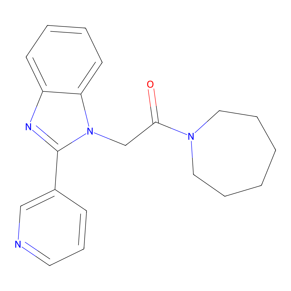 1-(azepan-1-yl)-2-(2-(pyridin-3-yl)-1H-benzo[d]imidazol-1-yl)ethanone molecular structure, CAS 1105210-19-2