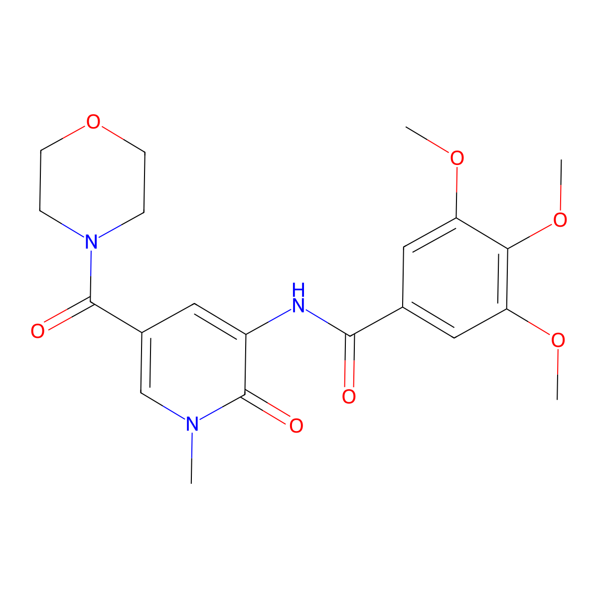 3,4,5-trimethoxy-N-[1-methyl-5-(morpholine-4-carbonyl)-2-oxo-1,2-dihydropyridin-3-yl]benzamide molecular structure, CAS 1105210-21-6