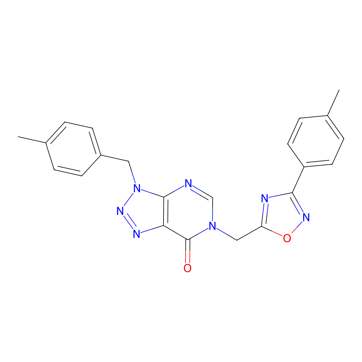 3-(4-methylbenzyl)-6-((3-(p-tolyl)-1,2,4-oxadiazol-5-yl)methyl)-3H-[1,2,3]triazolo[4,5-d]pyrimidin-7(6H)-one molecular structure, CAS 1105210-24-9