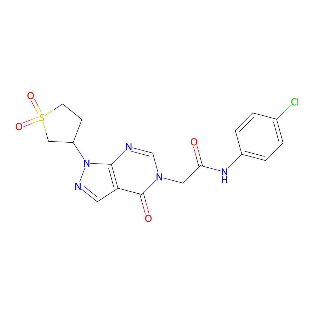 N-(4-chlorophenyl)-2-[1-(1,1-dioxo-1lambda6-thiolan-3-yl)-4-oxo-1H,4H,5H-pyrazolo[3,4-d]pyrimidin-5-yl]acetamide molecular structure, CAS 1105210-31-8