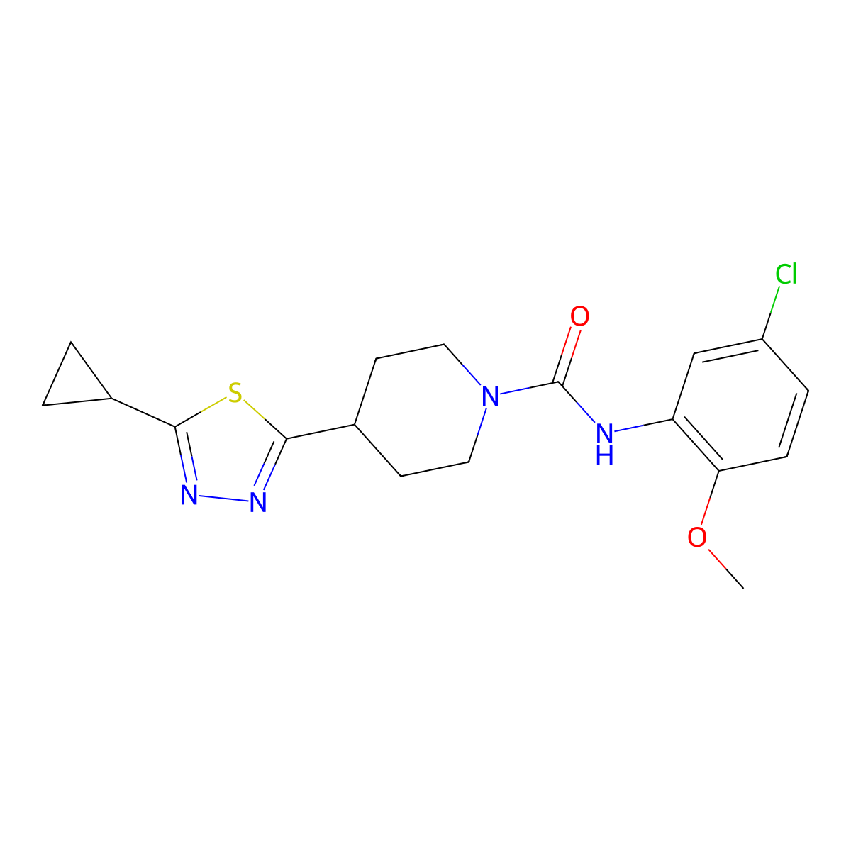 N-(5-chloro-2-methoxyphenyl)-4-(5-cyclopropyl-1,3,4-thiadiazol-2-yl)piperidine-1-carboxamide molecular structure, CAS 1105210-33-0